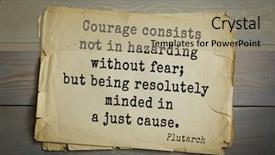  Presentation with courage - Theme with biographic - aphorism by plutarch greek philosopher background and a coral colored foreground