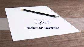  Presentation with job interview - PPT theme featuring biography - empty paper sheet with pencil background and a sky blue colored foreground