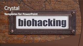  Presentation with medical biology - Slide deck with biohack - biohacking - managing one's own background and a tawny brown colored foreground