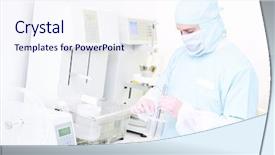  Presentation with pharmaceutical factory - Audience pleasing PPT layouts consisting of biohazard suit - pharmaceutical scientific male researcher backdrop and a sky blue colored foreground