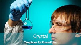  Presentation with scientist - Cool new theme with biohazard suit - scientist in protective wear backdrop and a teal colored foreground