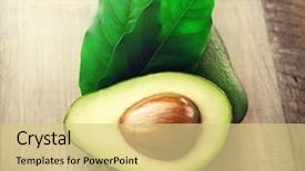  Presentation with vegan food - Cool new PPT theme with bioimaging - avocado organic avocados with leaves backdrop and a lemonade colored foreground