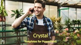  Presentation with man in nature - Amazing slide set having bioimaging - image of gardener man posing backdrop and a  colored foreground