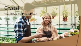  Presentation with welcome gardeners - Beautiful PPT layouts featuring bioimaging - image of two amazing gardeners backdrop and a soft green colored foreground