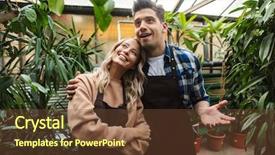  Presentation with welcome gardeners - Slide set with bioimaging - image of two amazing gardeners background and a tawny brown colored foreground