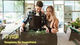  Presentation with welcome gardeners - Amazing PPT theme having bioimaging - image of two happy gardeners backdrop and a tawny brown colored foreground