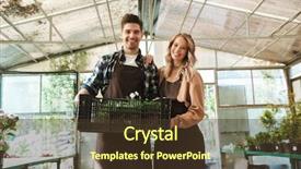  Presentation with happy image - PPT theme with bioimaging - image of two happy gardeners background and a tawny brown colored foreground