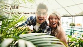  Presentation with greenhouse - PPT theme featuring bioimaging - image of two shocked excited background and a soft green colored foreground