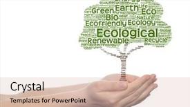  Presentation with green energy - Audience pleasing PPT theme consisting of bioinfo - conceptual green ecology text word backdrop and a  colored foreground
