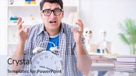  Presentation with medical student - Presentation theme with biological clock - medical student preparing for exams background and a  colored foreground