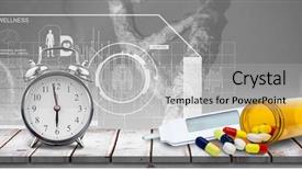  Presentation with dna - PPT theme featuring biological clock - supplies put on a desk background and a light gray colored foreground