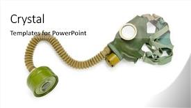  Presentation with gas - Presentation design enhanced with nuclear biohazard - gas mask isolated background and a  colored foreground
