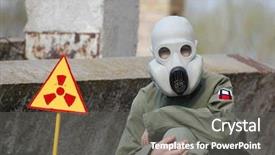  Presentation with mask - PPT theme enhanced with nuclear security - man in a protective mask background and a gray colored foreground