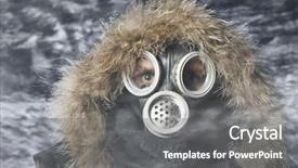  Presentation with nuclear - Presentation theme featuring man in respirator oudoor nuclear background and a gray colored foreground
