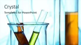  Presentation with laboratory equipment - Presentation theme having biological separation - chemistry laboratory equipment test tubes background and a cool aqua colored foreground