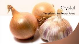  Presentation with close up garlic bulbs - Colorful presentation enhanced with biological separation - garlic and onion isolated backdrop and a lemonade colored foreground