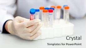  Presentation with scientist - Colorful presentation theme enhanced with vitro - scientist holding a test tube backdrop and a white colored foreground