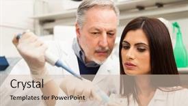  Presentation with laboratory chemical - Cool new slides with laboratory shallow depth of field backdrop and a soft green colored foreground