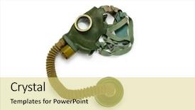  Presentation with oil and gas - Beautiful presentation design featuring biological warfare - gas mask isolated backdrop and a yellow colored foreground