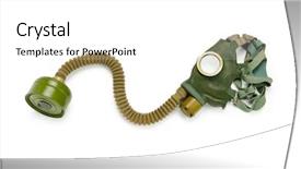  Presentation with gas - Amazing presentation design having biological warfare - gas mask isolated backdrop and a white colored foreground