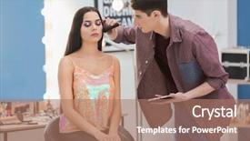  Presentation with makeup artist - Colorful PPT theme enhanced with biologie - professional makeup artist working backdrop and a coral colored foreground