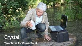  Presentation with stream - Slide deck consisting of biologist testing quality of stream background and a dark gray colored foreground