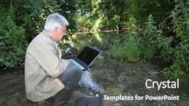  Presentation with stream - Cool new slides with biologist testing quality of stream backdrop and a dark gray colored foreground