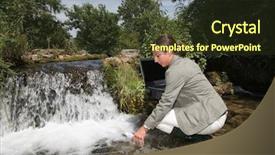  Presentation with testing - Theme enhanced with biologist testing quality of water background and a tawny brown colored foreground
