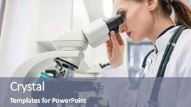  Presentation with tissue - Cool new PPT theme with biologist with stethoscope scrutinizing tissue backdrop and a gray colored foreground