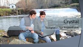  Presentation with water river - Slides consisting of biologists testing water of natural background and a light blue colored foreground