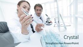 Presentation with laboratory - Cool new PPT layouts with biology - biological laboratory worker backdrop and a sky blue colored foreground