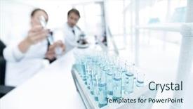  Presentation with laboratory - Amazing slide set having biology - biological laboratory worker backdrop and a sky blue colored foreground