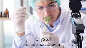  Presentation with biotechnology lab - Cool new slides with biology - biotechnology concept with scientist backdrop and a lemonade colored foreground