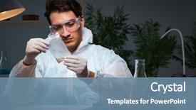  Presentation with drug - Amazing presentation theme having biology - medicine drug researcher working backdrop and a seafoam green colored foreground