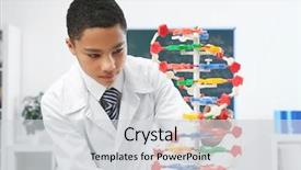  Presentation with dna - Presentation theme with biology - school boy studying dna model background and a light gray colored foreground