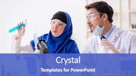  Presentation with lab - Amazing slide deck having biology - two chemists working backdrop and a cobalt blue colored foreground