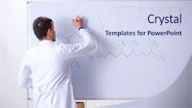  Presentation with chemist - Beautiful PPT theme featuring biology - young chemist standing in front backdrop and a sky blue colored foreground