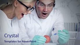  Presentation with change - Colorful slide deck enhanced with biology development organism - manand woman try to change backdrop and a lemonade colored foreground