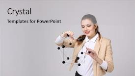  Presentation with crystal lattice - Slide deck enhanced with biology hormonio - woman scientist holding model background and a light gray colored foreground