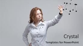  Presentation with crystal lattice - PPT layouts featuring biology hormonio - woman scientist holding model background and a light gray colored foreground