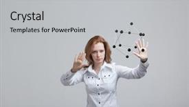  Presentation with crystal lattice - Audience pleasing slide deck consisting of biology hormonio - woman scientist holding model backdrop and a light gray colored foreground