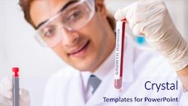  Presentation with testing blood - Cool new theme with biology hormonio - young handsome lab assistant testing backdrop and a sky blue colored foreground