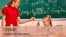  Presentation with chemistry - PPT layouts consisting of biology lab - child in chemistry class background and a  colored foreground