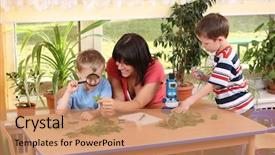  Presentation with biology - Presentation theme featuring biology lesson in preschool - teacher background and a coral colored foreground