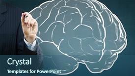  Presentation with human biology - Audience pleasing presentation theme consisting of biology neuron - close up of businessman drawing backdrop and a ocean colored foreground