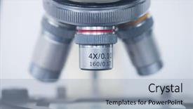  Presentation with microscope - Slide deck having biology research - close up of microscope background and a light blue colored foreground