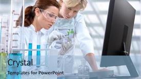  Presentation with laboratory - Slides with biology research - group of scientists working background and a  colored foreground