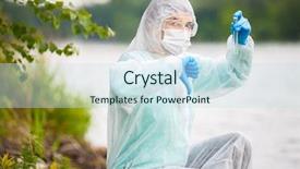  Presentation with test - Audience pleasing presentation theme consisting of biology respiration - biologist with test tube backdrop and a sky blue colored foreground