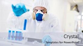  Presentation with eyeglasses - Amazing theme having biology respiration - scientist in protective eyeglasses gloves backdrop and a lemonade colored foreground