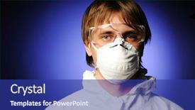  Presentation with biology - Presentation theme consisting of biology respiration - scientist in protective wear glasses background and a navy blue colored foreground